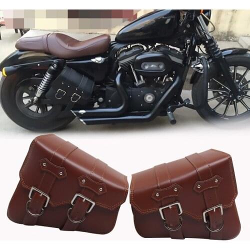 Motorcycle Saddle Bags PU Leather Retro Tool Luggage Storage Pouch Universal For Harley Sportster Softail Dyna Chopper Bobber