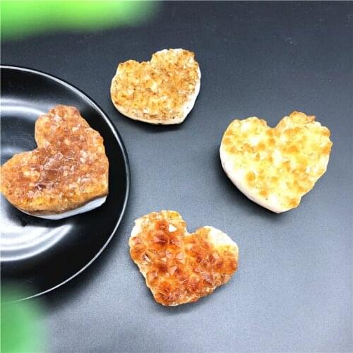 Drop Shipping 1PC High Quality Beautiful Natural Citrine Cluster Heart Crystal Gemstone Meditation Natural Stones and Crystals