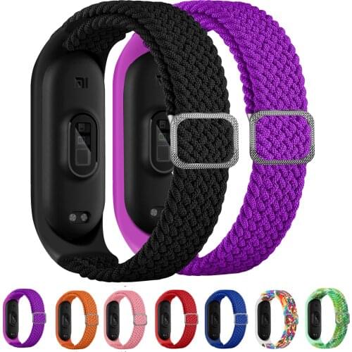 Nylon Strap for Mi Band 6 5 Elastic Adjustable Braided Miband 4 3 Correa Loop Sport Wristband for Xiaomi Watch 6 5 4 3 Bracelet
