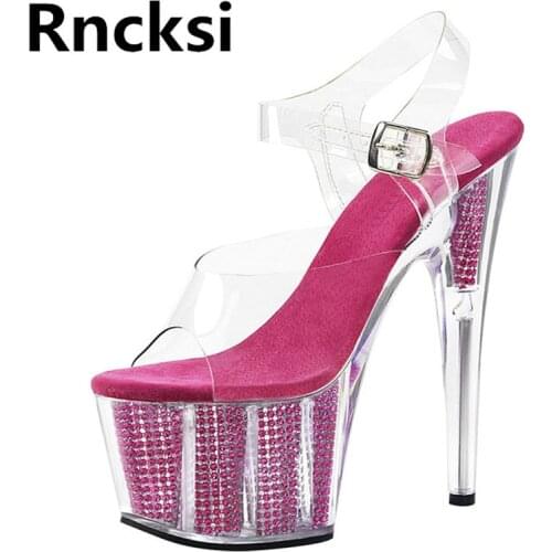 Rncksi New Summer Platform Summer Women Pole Dance Sexy Straps 17cm Sandals Wedding Party 17cm High Heels Sandals Shoes