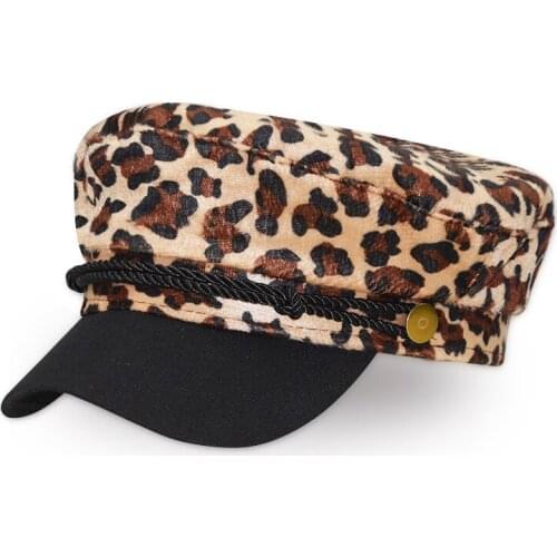 Fashion Hat Cap Women Casual Leopard Print Cap Elegant Solid Warm Wool Beret Hat Female