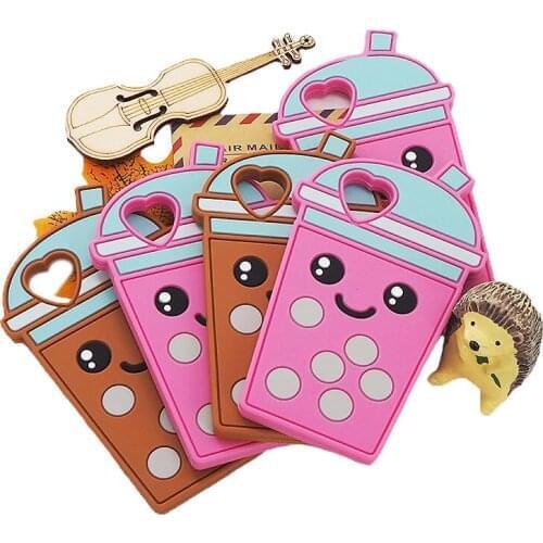 Chenkai 10PCS Silicone Bubble Tea Teether DIY Baby Shower Chewing Pendant Nursing Sensory Teething Pacifier Toy Gfit BPA Free