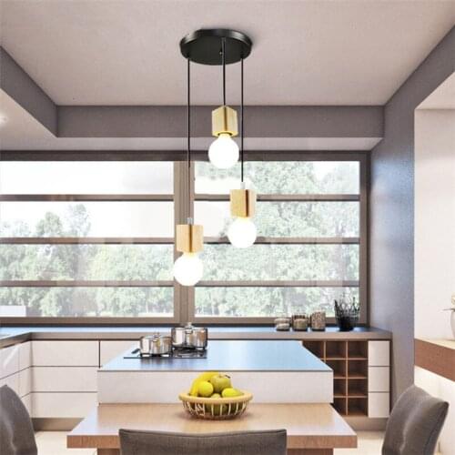 Nordic Pendant Light Woden Pendant Lamp For Home Lighting Modern Hanging Lamp Aluminum Lampshade LED Bulb Kitchen Light E27