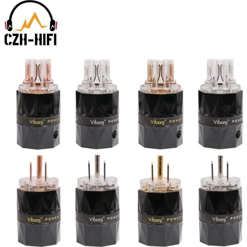 Brand New Viborg High End Power Plug Connector Transparent 99.99% Pure Copper Power Cord Terminal For HiFi Audio Amplifier DIY