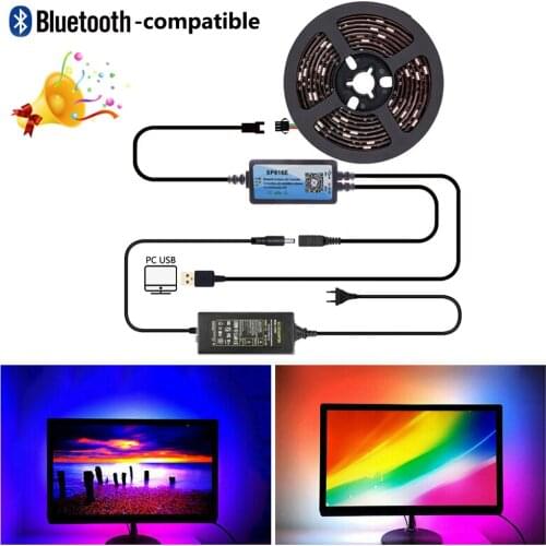 5V WS2812 Ambient PC Dream Screen Addressable LED Strip Computer Monitor Backlight USB SP616E Bluetooth-compatible Music Control