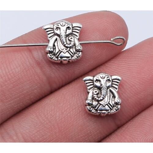 Tristana 20pcs 10x11mm Antique Silver Color Wealth Elephant Small Hole Bead For Jewelry Making DIY Jewelry Findings