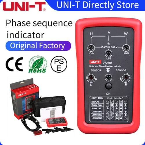 UNI-T Phase Indicator Missing Sequence Motor AC Voltage Rotation Phase Indication 3-Phase Power 40~700V UT261A UT261B