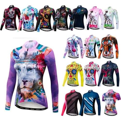 Weimostar Cycling Jersey Women Long Sleeve Bike Jersey Shirts Top Skull Ladies Breathable Biking Team MTB Bicycle Clothing