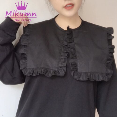 Japanese Style Harajuku Black Cotton Navy Sailor Collar For Women False Fake Collar Clothing Accessories Detachable Fake Collar