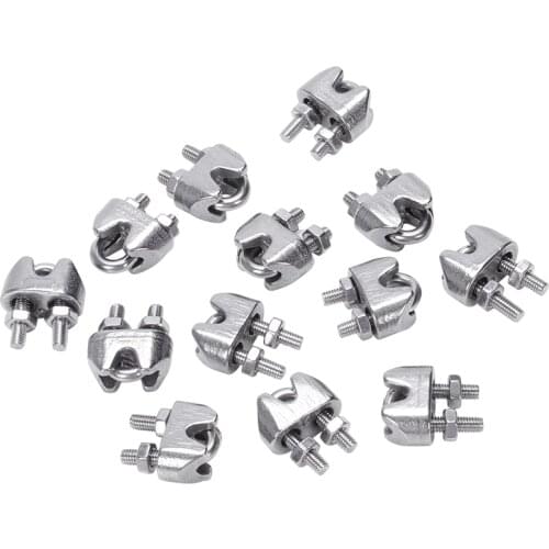 Wire Rope Clip Mainly used in ships. 2mm 1/16 Inch Stainless Steel Wire Rope Cable Clamp Fastener 12pcs
