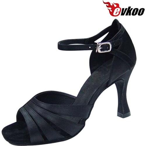 Evkoodance Satin/Shiny/Pu Salsa black golden khaki sliver heel 7cm Dance Shoes For Female 2017 Professional New Style Evkoo-166
