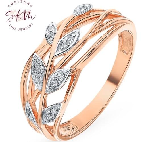 SKM 14k rose gold vintage Diamond rings for women Engagement rings designer Promise Luxury Fine Jewelry