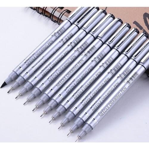 10Pcs Superior Tip Sizes Micron Neelde Fine Liner Waterproof Pigment Sketch Markers Pen For Drawing Anime Art Supplies