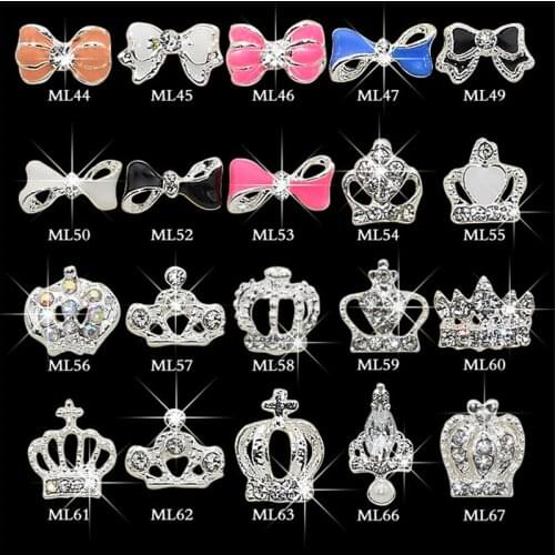 10pcs Nail rhinestone Bowknot crown Alloy nail accessories Imbue Diamond nail jewelry crystal nail art