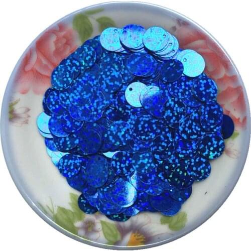 50g/lot Large Round Sequins 15mm PVC Sequin Flat Round Sequins Laser Bright Hologram Sequins Decoration Laser Blue
