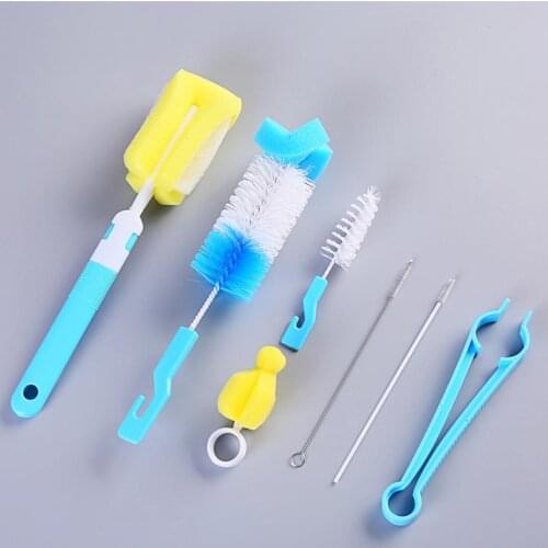 7Pcs/Set Milk Bottle Cleaning Brushes Baby Feeding Drinking Straw Washing Tool