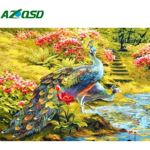 AZQSD Diamond Painting 5D Peacock Diamond Embroidery Scenery Picture Of Rhinestones Gift Home Decor Handmade Needlework