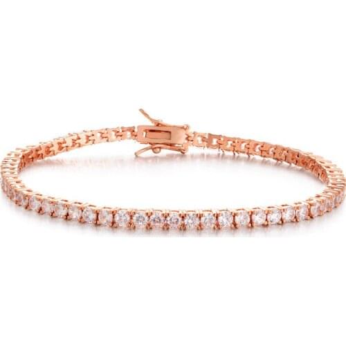 5mm Wholesale Bracelet 19cm Drop shipping 18K Gold Plated Jewelry Quality Zircon Tennis Bracelet Women Roman Bracelet with Box