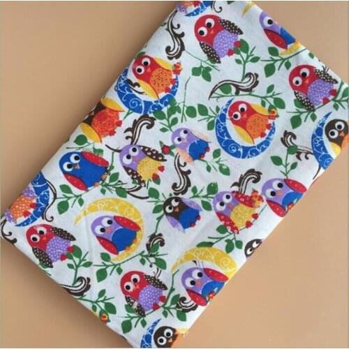 Colorful owl pattern printed linen cotton fabric for curtains/sofa/decorative cloth/luggage/tablecloth