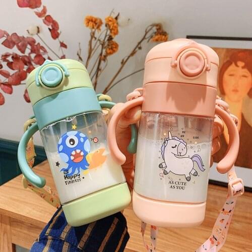 350/450ml Water Bottle for Kids Children Mini Water Bottle with Straw Sports Bottles Hiking Camping Baby Kids Bottle BPA Free