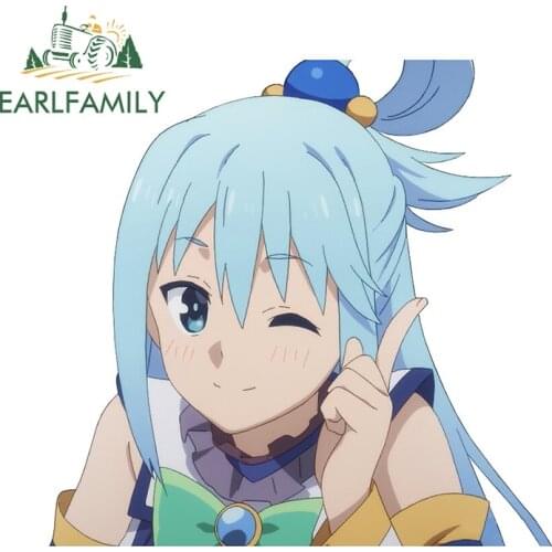 EARLFAMILY 13cm x 12.9cm for KonoSuba Anime Funny Car Stickers Camper Bumper Trunk Decal Waterproof Scratch-Proof Car Styling