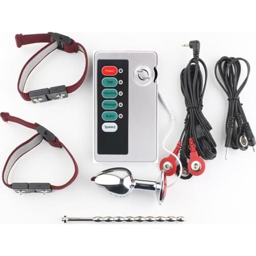 Electrical stimulation Penis Ring Anal Plug Sex Toys Electric Shock Ring Accessories Urethral Plug SM Male Massage Masturbation