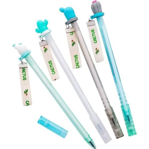 1pc Cactus Streamer 0.38mm Gel Pen student gel pen Writing tool black signature pen School students office supplies
