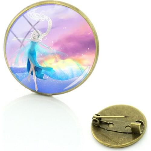 Disney Exquisite Animated Character Brooch Animated Princess Aisha Fashion Pin Round Glass Vintage Boutique Jewelry Pin