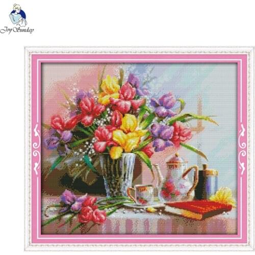 The Beautiful flowers Paintings Counted Printed On Canvas DMC 11CT and 14CT Aida Cross Stitch kits Embroidery Crafts Home Decor