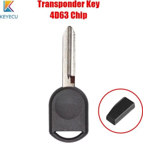 Keyecu Transponder Key Chip Fob Blank Uncut Blade Car Key For Ford Edge Crown Victoria Escape Focus Fusion F150 F250 4D63 Chip
