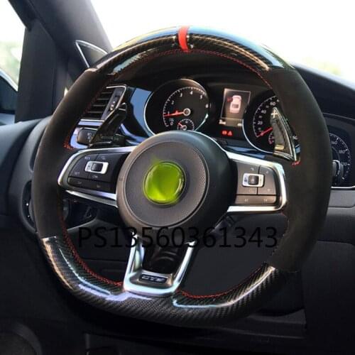 For Volkswagen VW Magotan T-Cross Golf Sagitar Tayron Tiguan Bora T-ROC Jetta Passat Hand-sewn leather steering wheel cover