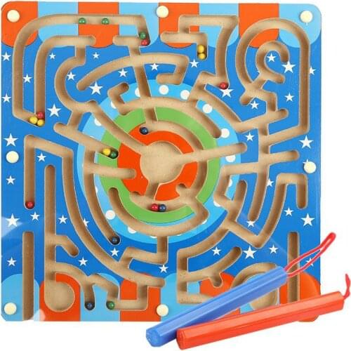 Magnetic Wand Wiggles and Worms Marbles Labyrinth Wooden Animal Maze Educational Kids Parenting Family Game Toys