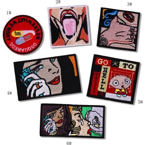 Cartoon Circle Logo Embroidery Badge Letter Patch Hat Square Embroidery Cloth Patch Beads Cloth Clothing Accessories