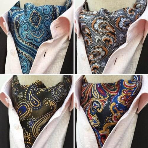 Men Colorful Paisley Floral Cravat Ascot Tie Wedding Party Necktie BWTHZ0234