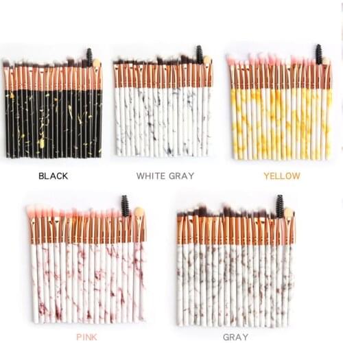 20pcs/Set Marbled Eye Makeup Brush Set Eye Shadow Brush Eye Blender Lip Eyeliner Eyelash Brush Concealer Brush Kit
