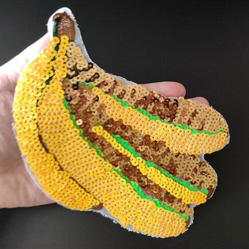Banans Sew On Patches For Clothing Sequins Large Biker Badge Embroidery Fruit Sequined Patch Diy Clothes Stickers Strange things