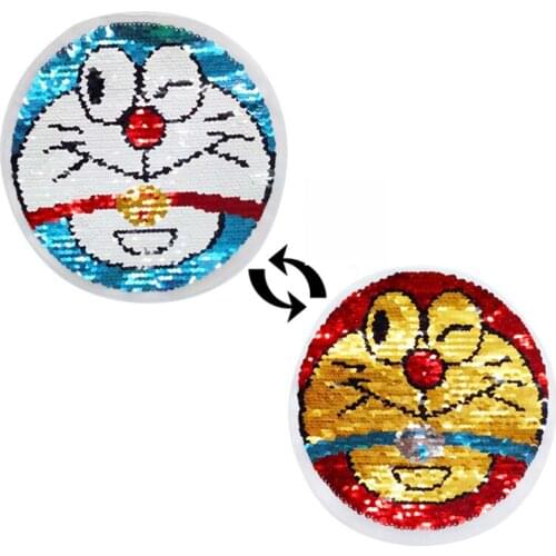 Cat Reversible Change color Sequins Sew On Patches for clothes DIY Patch Applique Bag Clothing Coat Crafts NL381