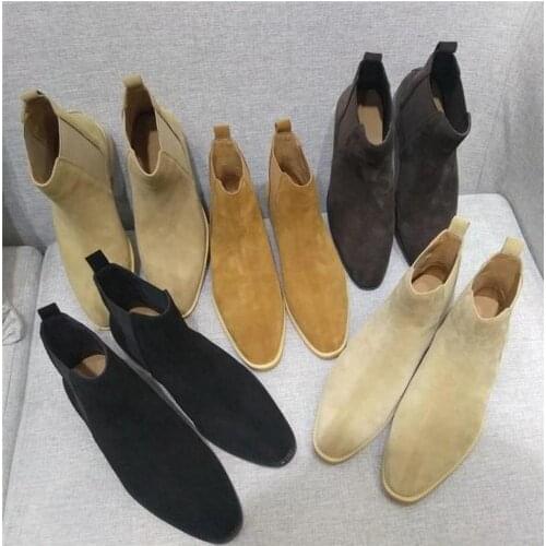 2020 Vintage new chelsea boots kanye west boots genuine leather 1:1 fishion life style euro and America square mid heel