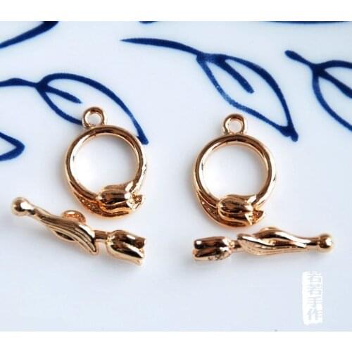 Wholesale 5 pcs/lot 14k gold color golden hooks toggle clasp jewelry making craft findings DIY for women