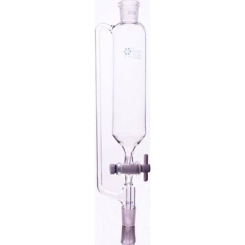 Separatory funnel constant pressure cylindrical shape,standard ground mouth.Capacity 250ml,Joint 24/29+24/29,PTFE switch valve