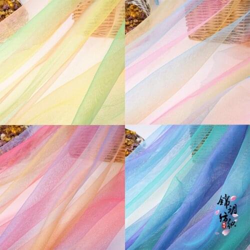 Transition color rainbow mesh fabric gauze gradient color background decoration fabric wholesale