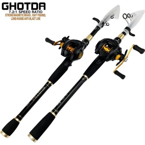GHOTDA 1.6m 1.8m 2.1m 2.4m Fishing Pole and Baitcasting Reel Combo Carbon Casting Lure Rod and Casting Fishing Wheels Set