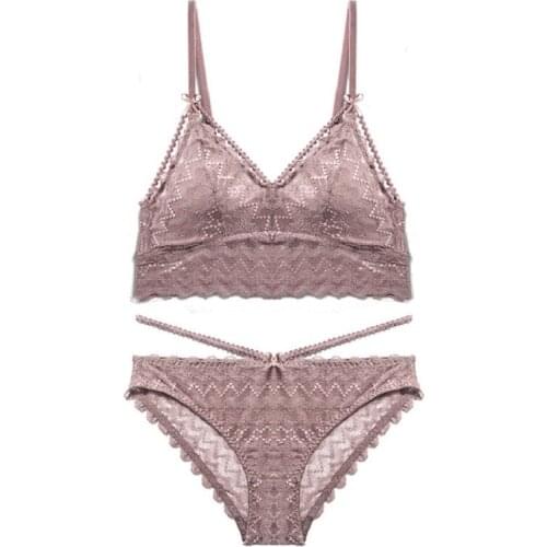 Sexy Womens Underwear Set, Beautiful Back Transparent Lace Push-up Bra and Panty Set, Womens Bra Embroidered Underwear Set