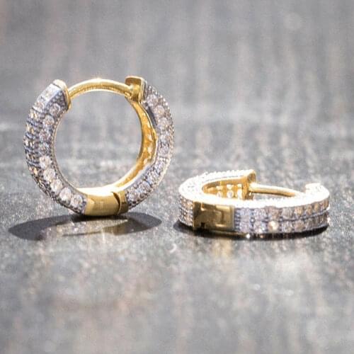 3 Color Silver Rose Gold Round Hoop Earrings with Bling Zircon Stone fro Women Man Fashion Hip Hop Jewelry
