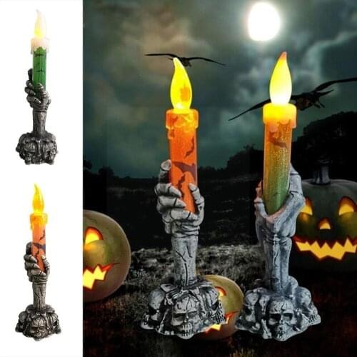 Halloween Glowing Candle LED Light Atmosphere Layout Light Hand Ghost Festival Ghost Plastic Skull Night Props Light K2Y1 Q4M7