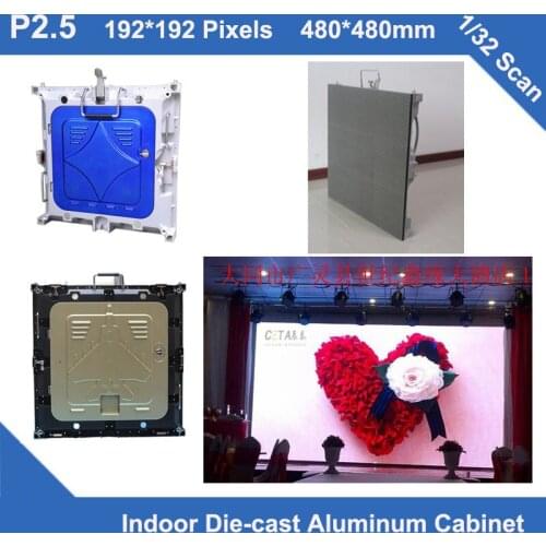 TEEHO P2.5 indoor Diecast Cabinet 2 years warranty 480mm*480mm ultra Thin 1/32 scan rental panel advertising wedding video board