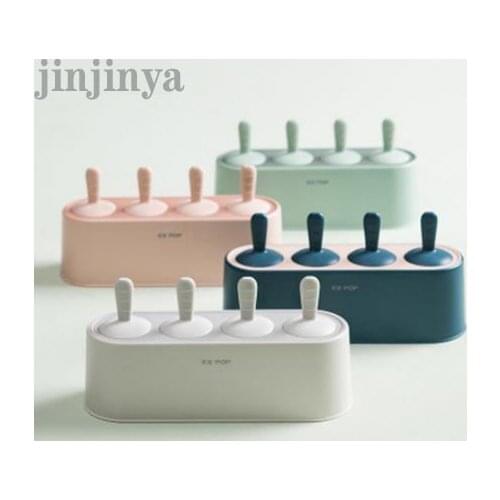Urallife 4 Hole Cute Homemade Popsicle Ice Cream Mold Home Made Ice Cream Frozen Popsicles Candy Box For