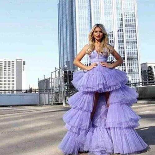 Hi Low Evening Dresses Custom made abiye Tiered Long Prom Dress Layered Evening Gowns Sweetheart robe de soiree abendkleider