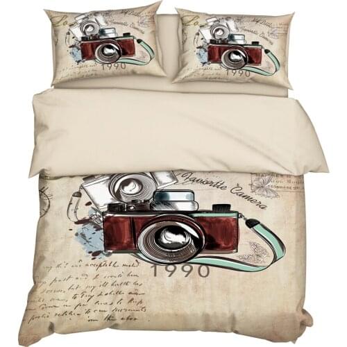 YuXiu 3D Printing Retro Style Duvet Covers 3-Pcs Sets Black Bedding Set Bed Linen Cover Pillowcases King Queen Full Twin size