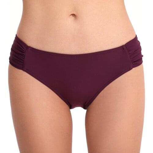 Womens pleated panties sexy solid color bikini bottoms beach swim trunks